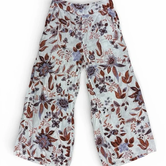 Rachel Zoe 100% Linen Floral Wide Leg Pants - Small - Picture 2 of 5